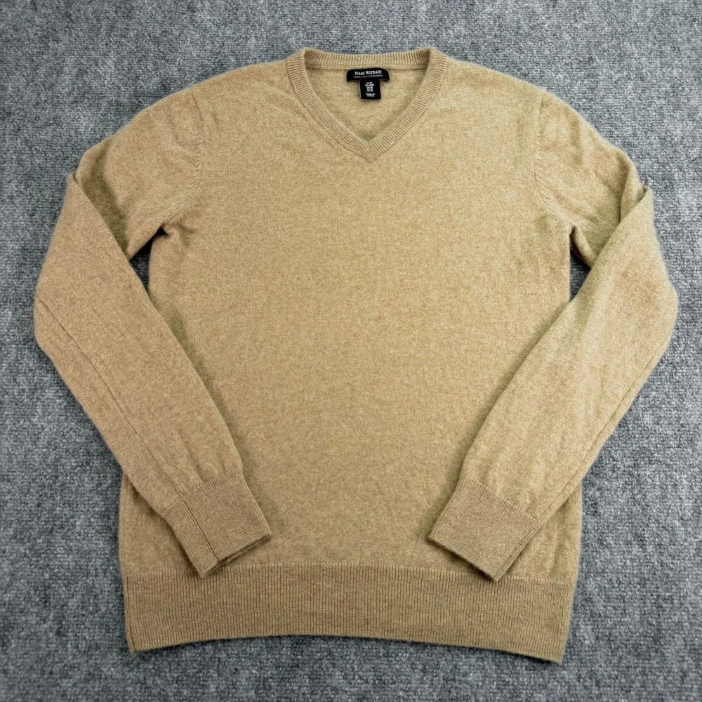 Isaac Mizrahi‎ Sweater Mens Medium 100% 2 Ply Cashmere Soft V Neck Pullover